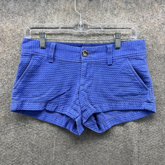 Lilly Pulitzer Shorts Womens 0 Blue Walsh Short Textured Cotton Seersucker - Picture 1 of 14